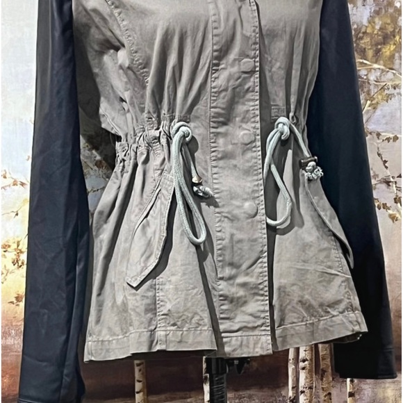 EDGE  Jacket with faux leather sleeves, front zipper & snap closure - Picture 3 of 10